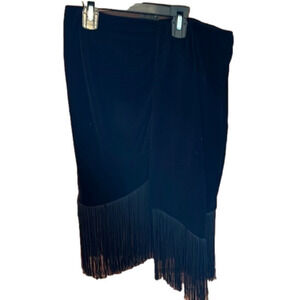NWOT Zara Women’s black Velvet Asymmetric Fringe Skirt, Size XS.